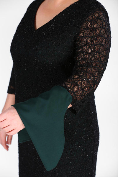 Oversize Lace Detail Green Dress