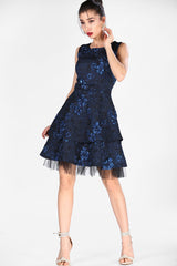 Women's Tulle Detail Saxe Dress