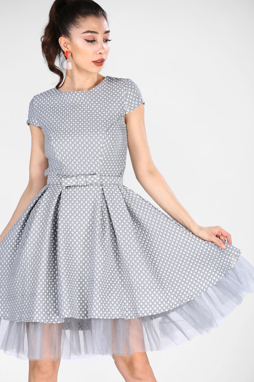 Women's Belted Grey Dress