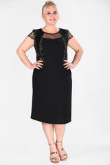 Oversize Gemmed Black Dress