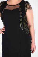 Oversize Gemmed Black Dress