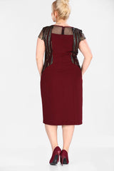Oversize Gemmed Claret Red Dress