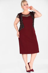 Oversize Gemmed Claret Red Dress