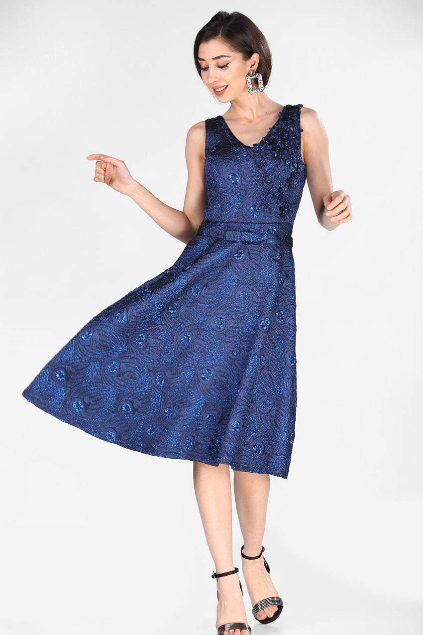 Women's Midi Shiny Saxe Dress