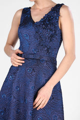 Women's Midi Shiny Saxe Dress