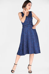 Women's Midi Shiny Saxe Dress