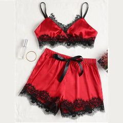 2PCS Set Women Sexy Satin