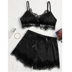 2PCS Set Women Sexy Satin