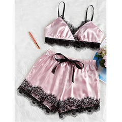 2PCS Set Women Sexy Satin